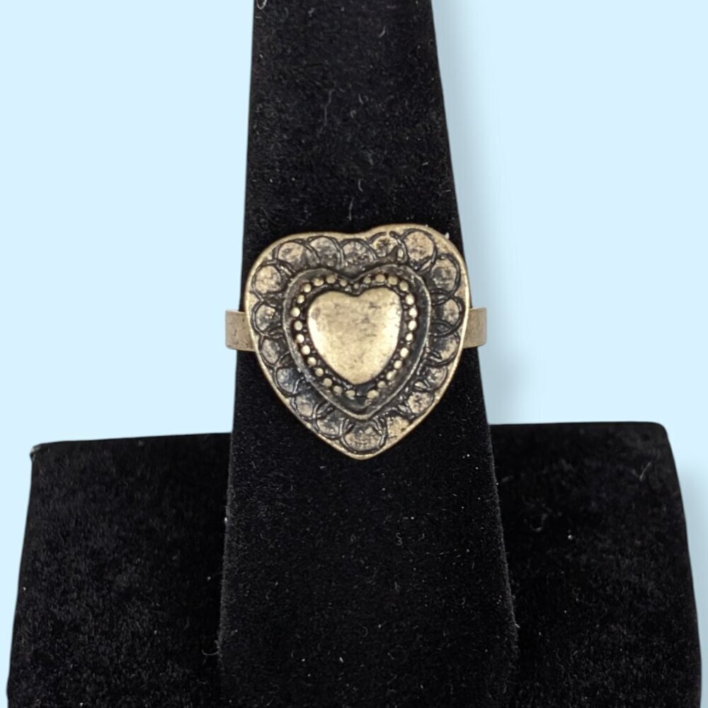 (2/$20) V. Brass Tone Heart Ring - Picture 2 of 6